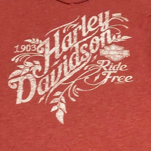 Harley-Davidson Ride Free Dusty Red V-Neck Shirt. Small Woman’s Riding Shirt - Picture 2 of 6